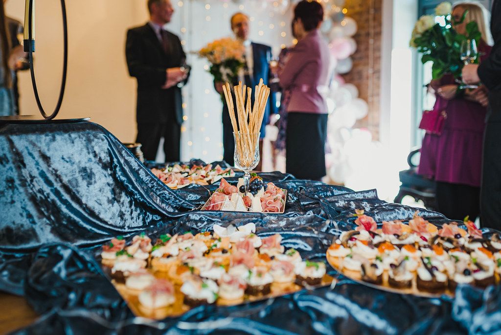 Gathering With Asorti Snacks With Cheese, Berries, Fish Gathering With Asorti Snacks With Cheese, Berries, Fish